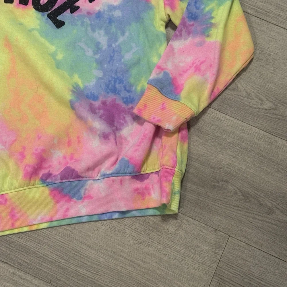 Justice Girls XL Plus Rainbow Tie Dye Pullover Sweater Long Sleeve‎ Logo
